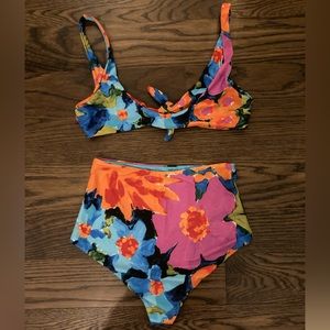 Mara Hoffman Floral High Waisted Bikini Bottoms